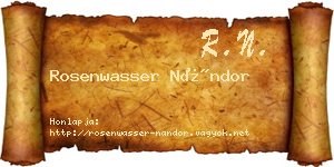 Rosenwasser Nándor névjegykártya